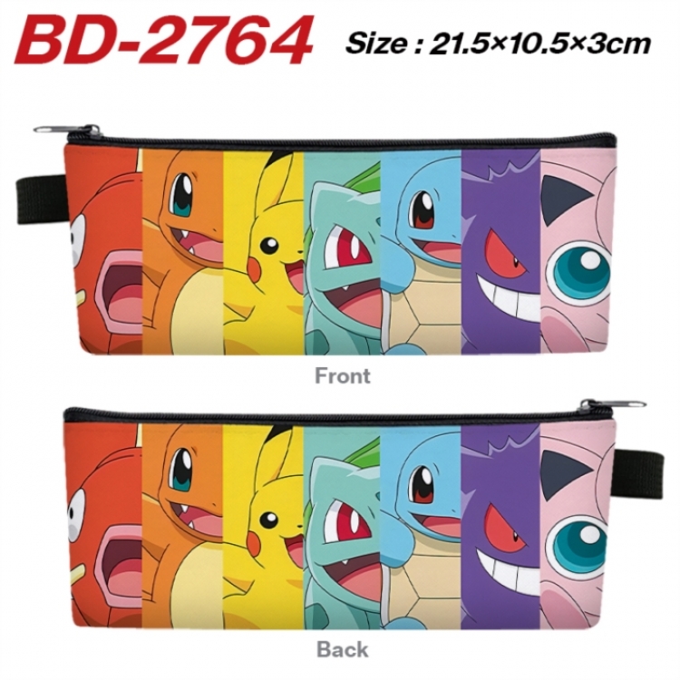 Pokemon Anime PU Leather Zipper Pencil Case Stationery Box 21.5X10.5X3CM 