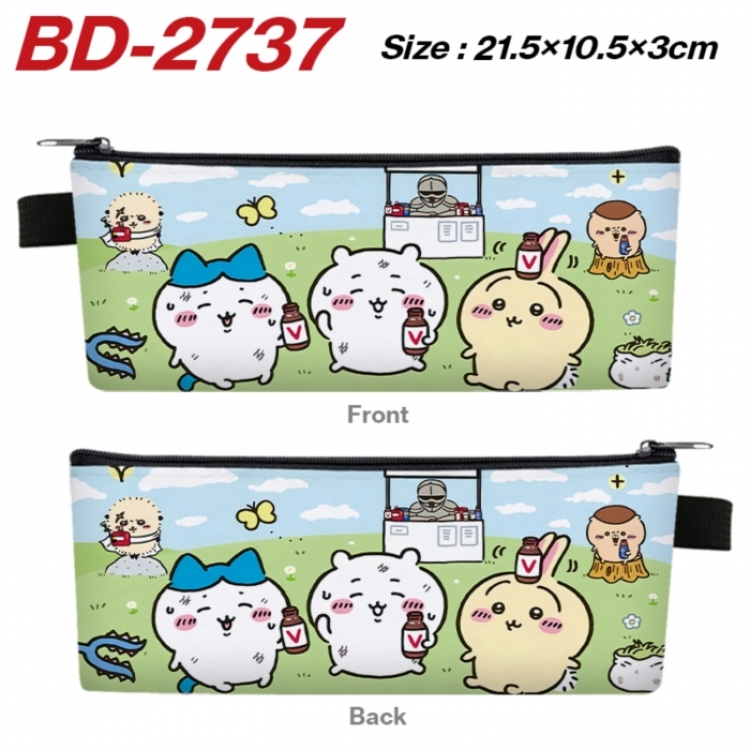 Chiikawa Anime PU Leather Zipper Pencil Case Stationery Box 21.5X10.5X3CM 