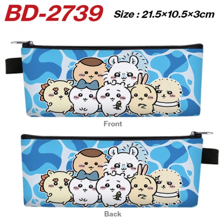 Chiikawa Anime PU Leather Zipper Pencil Case Stationery Box 21.5X10.5X3CM 