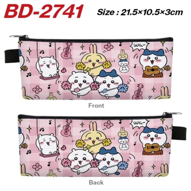 Chiikawa Anime PU Leather Zipper Pencil Case Stationery Box 21.5X10.5X3CM 