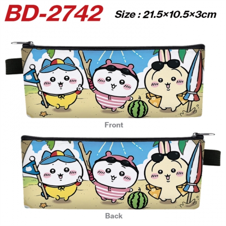 Chiikawa Anime PU Leather Zipper Pencil Case Stationery Box 21.5X10.5X3CM 