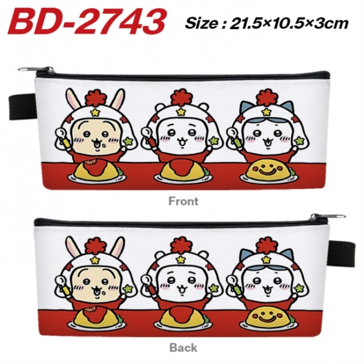 Chiikawa Anime PU Leather Zipper Pencil Case Stationery Box 21.5X10.5X3CM 