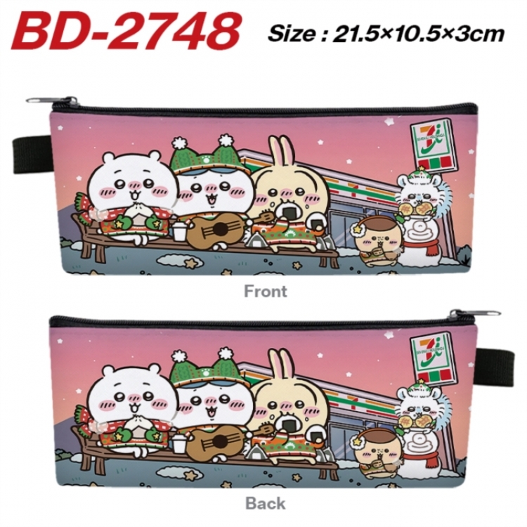 Chiikawa Anime PU Leather Zipper Pencil Case Stationery Box 21.5X10.5X3CM 