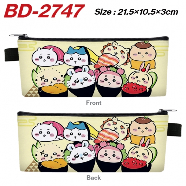 Chiikawa Anime PU Leather Zipper Pencil Case Stationery Box 21.5X10.5X3CM 