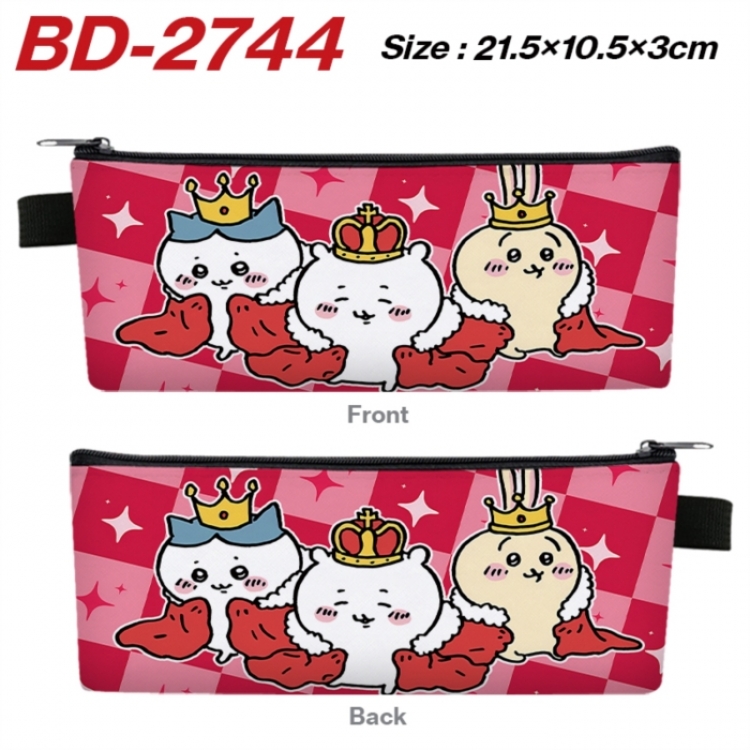 Chiikawa Anime PU Leather Zipper Pencil Case Stationery Box 21.5X10.5X3CM 
