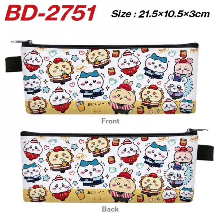 Chiikawa Anime PU Leather Zipper Pencil Case Stationery Box 21.5X10.5X3CM