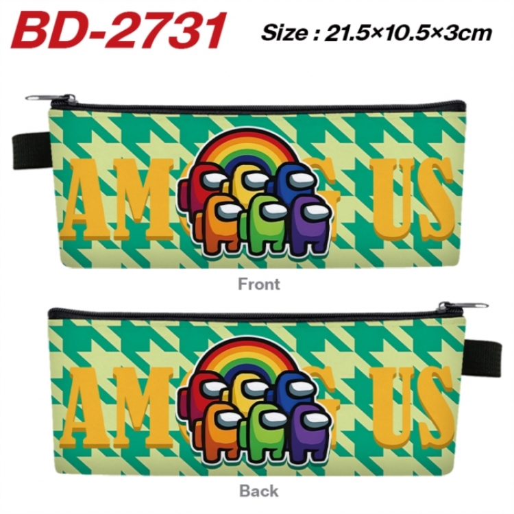 Among us Anime PU Leather Zipper Pencil Case Stationery Box 21.5X10.5X3CM 