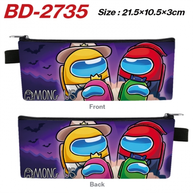 Among us Anime PU Leather Zipper Pencil Case Stationery Box 21.5X10.5X3CM 