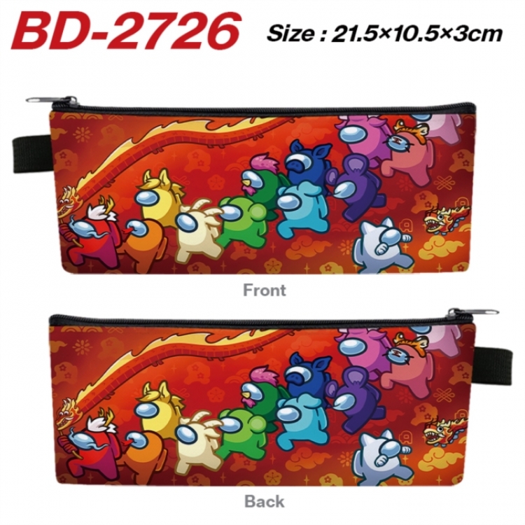 Among us Anime PU Leather Zipper Pencil Case Stationery Box 21.5X10.5X3CM 