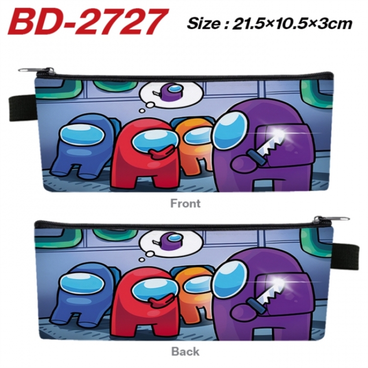 Among us Anime PU Leather Zipper Pencil Case Stationery Box 21.5X10.5X3CM 