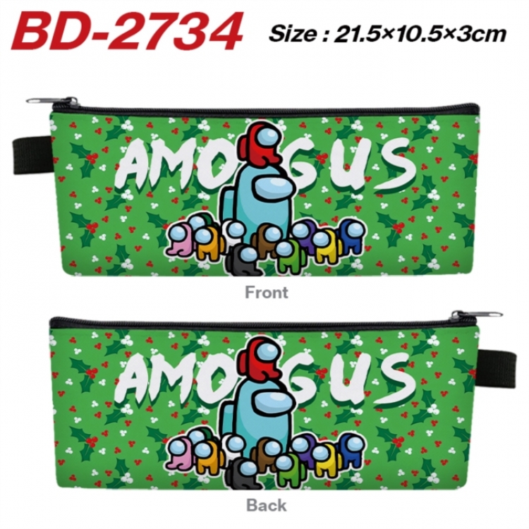 Among us Anime PU Leather Zipper Pencil Case Stationery Box 21.5X10.5X3CM 