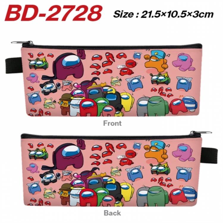 Among us Anime PU Leather Zipper Pencil Case Stationery Box 21.5X10.5X3CM 