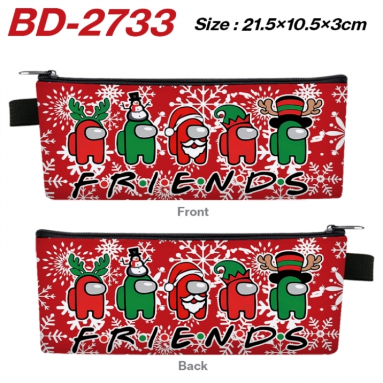 Among us Anime PU Leather Zipper Pencil Case Stationery Box 21.5X10.5X3CM 