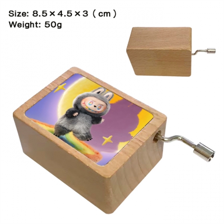 Labubu Anime printed wooden music box music box music box Christmas gift 8.5x4.5x3cm