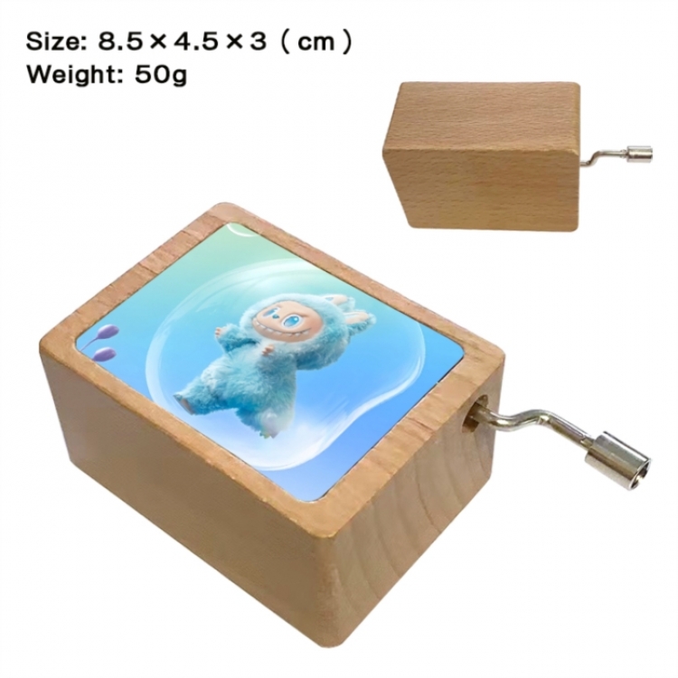 Labubu Anime printed wooden music box music box music box Christmas gift 8.5x4.5x3cm