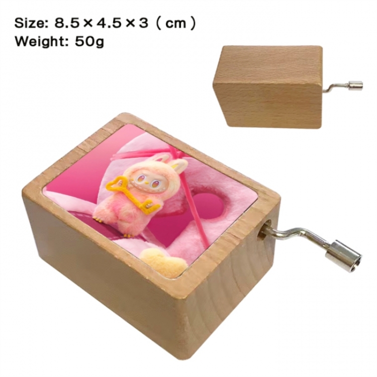 Labubu Anime printed wooden music box music box music box Christmas gift 8.5x4.5x3cm