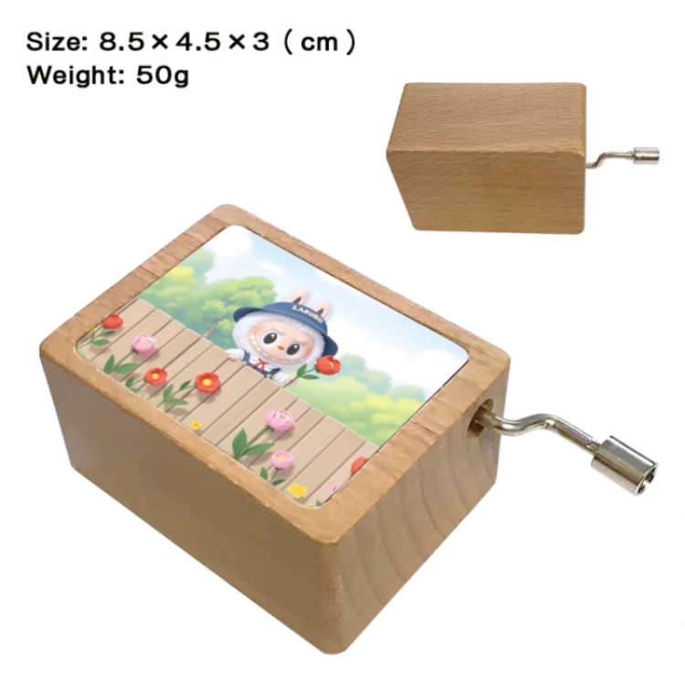 Labubu Anime printed wooden music box music box music box Christmas gift 8.5x4.5x3cm