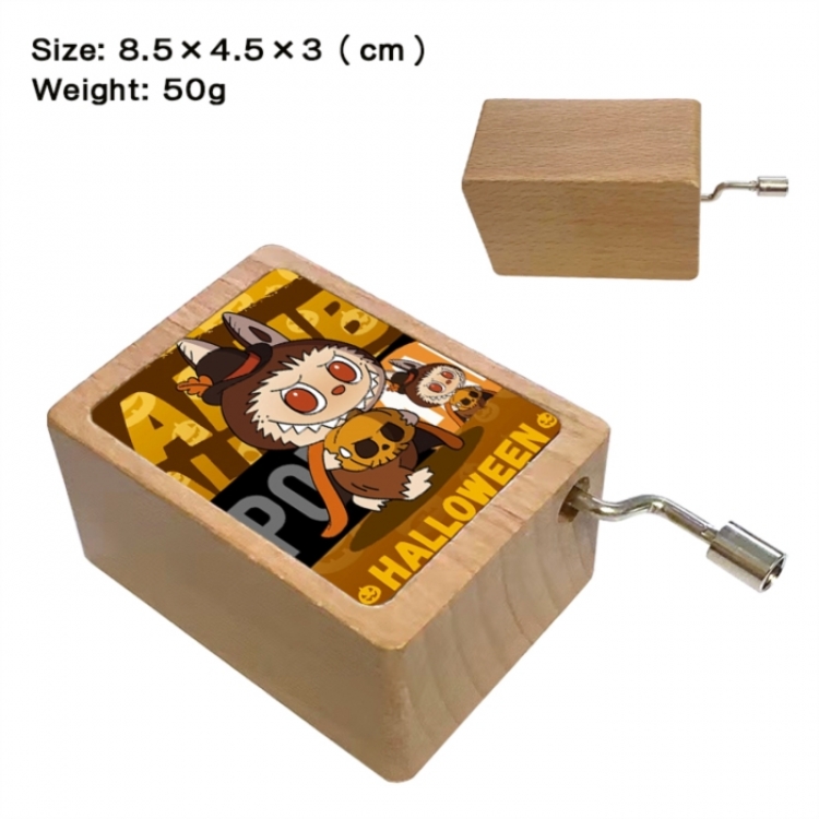 Labubu Anime printed wooden music box music box music box Christmas gift 8.5x4.5x3cm