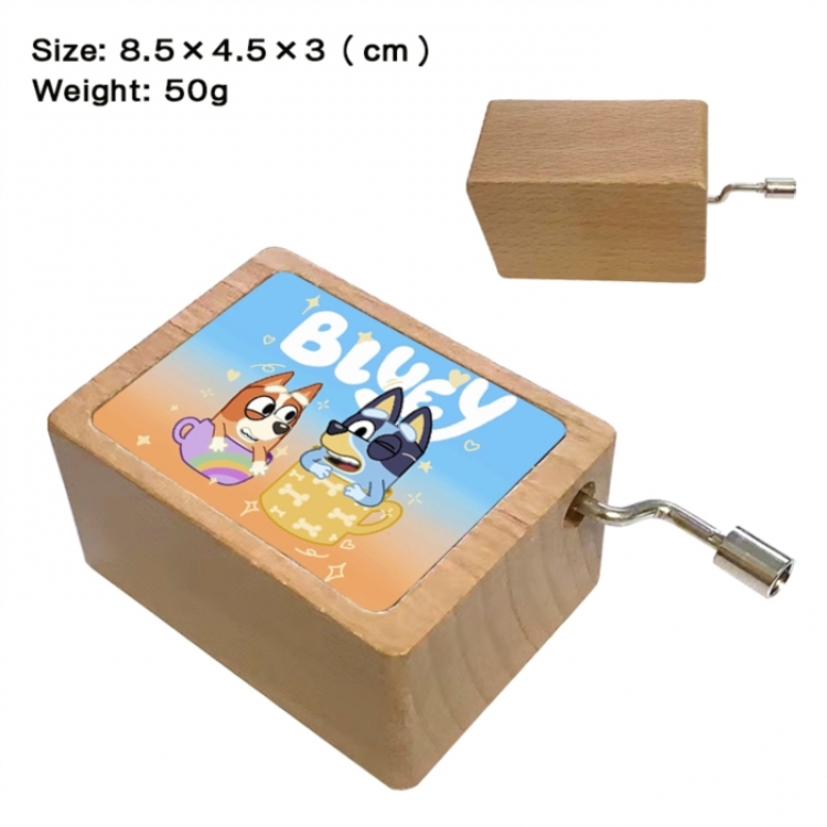 Bluey Anime printed wooden music box music box music box Christmas gift 8.5x4.5x3cm