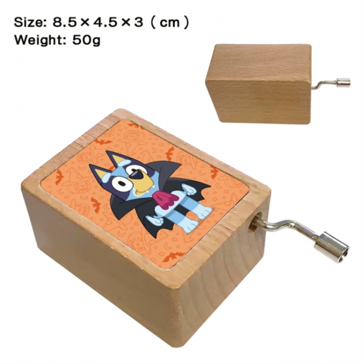 Bluey Anime printed wooden music box music box music box Christmas gift 8.5x4.5x3cm