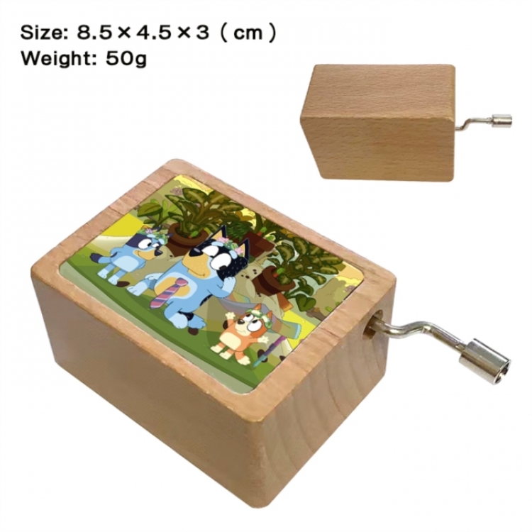 Bluey Anime printed wooden music box music box music box Christmas gift 8.5x4.5x3cm