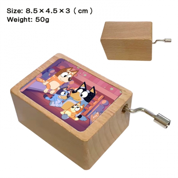 Bluey Anime printed wooden music box music box music box Christmas gift 8.5x4.5x3cm