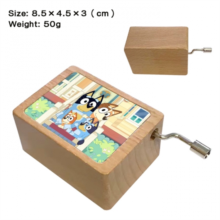Bluey Anime printed wooden music box music box music box Christmas gift 8.5x4.5x3cm