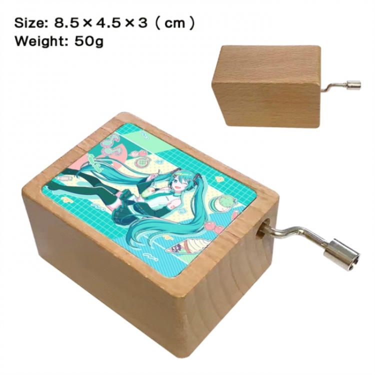 Hatsune Miku Anime printed wooden music box music box music box Christmas gift 8.5x4.5x3cm