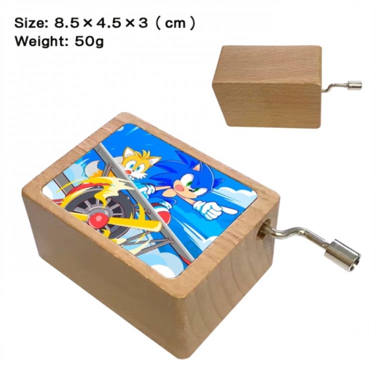 Sonic The Hedgehog Anime printed wooden music box music box music box Christmas gift 8.5x4.5x3cm