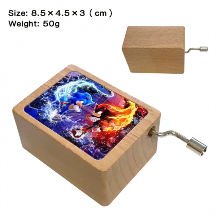 Sonic The Hedgehog Anime printed wooden music box music box music box Christmas gift 8.5x4.5x3cm