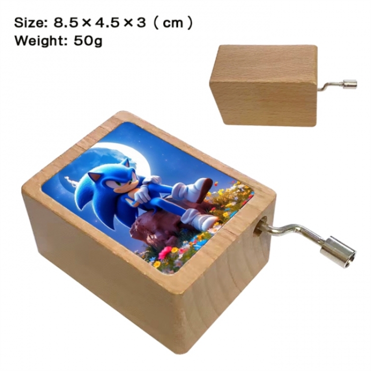 Sonic The Hedgehog Anime printed wooden music box music box music box Christmas gift 8.5x4.5x3cm