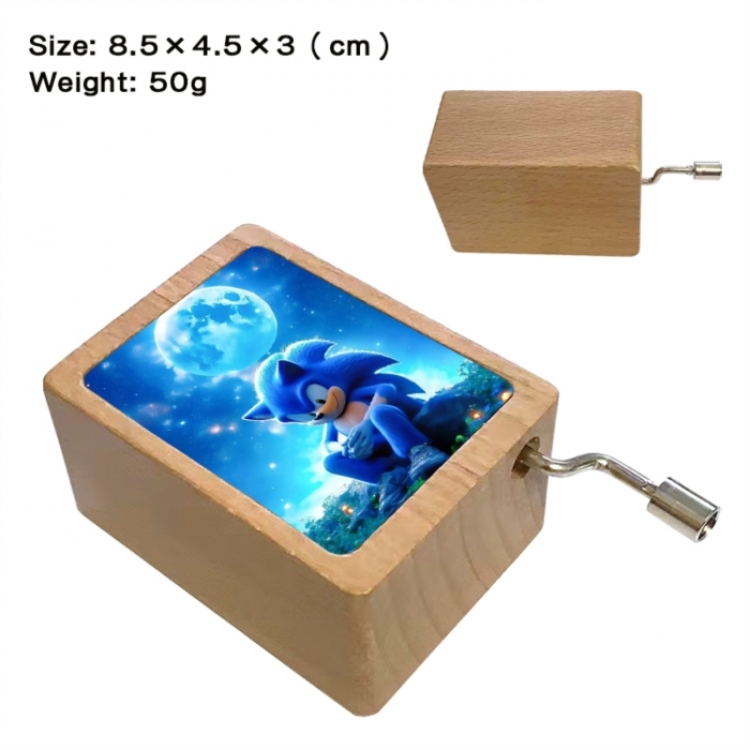 Sonic The Hedgehog Anime printed wooden music box music box music box Christmas gift 8.5x4.5x3cm