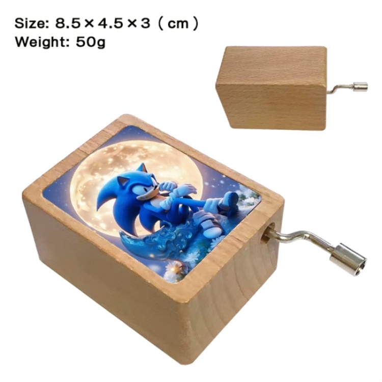 Sonic The Hedgehog Anime printed wooden music box music box music box Christmas gift 8.5x4.5x3cm