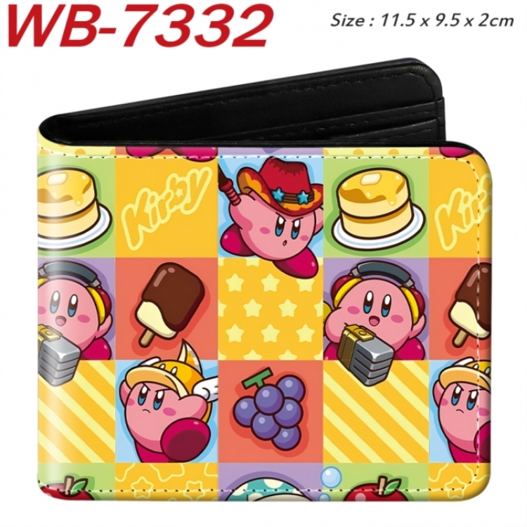 Kirby Animation color PU leather half fold wallet 11.5X9X2CM