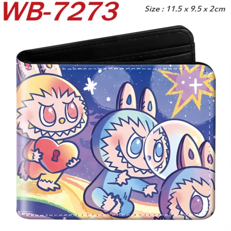 Labubu Animation color PU leather half fold wallet 11.5X9X2CM