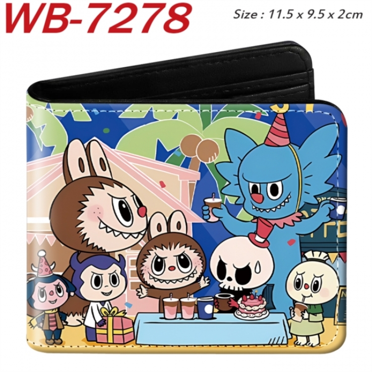 Labubu Animation color PU leather half fold wallet 11.5X9X2CM