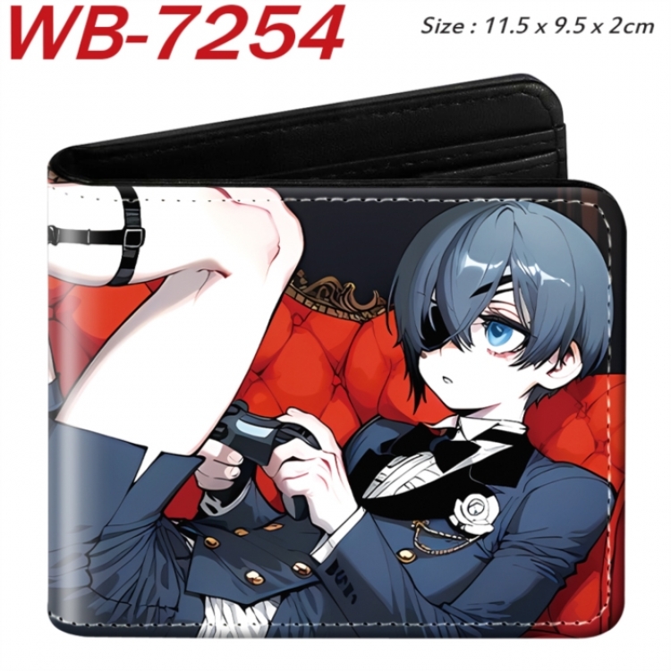Kuroshitsuji Animation color PU leather half fold wallet 11.5X9X2CM