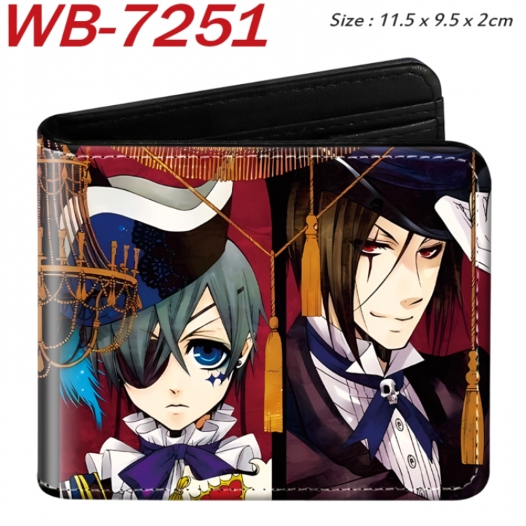 Kuroshitsuji Animation color PU leather half fold wallet 11.5X9X2CM