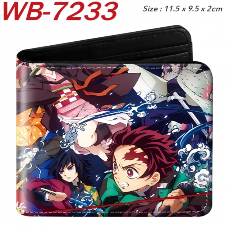 Demon Slayer Kimets Animation color PU leather half fold wallet 11.5X9X2CM