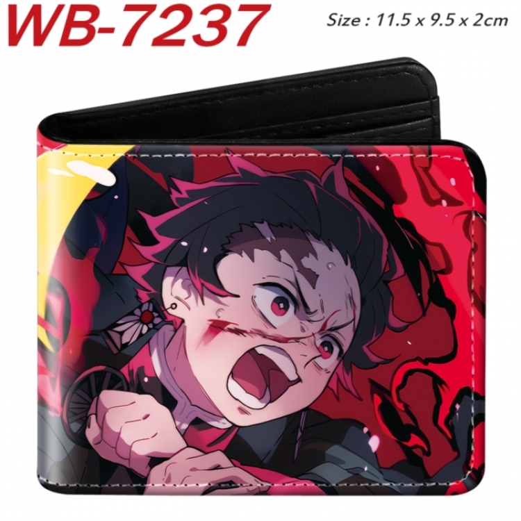 Demon Slayer Kimets Animation color PU leather half fold wallet 11.5X9X2CM