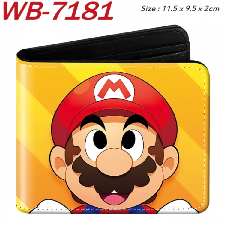 Super Mario Animation color PU leather half fold wallet 11.5X9X2CM