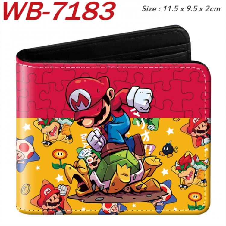Super Mario Animation color PU leather half fold wallet 11.5X9X2CM