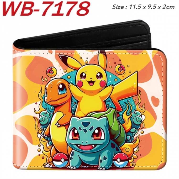 Pokemon Animation color PU leather half fold wallet 11.5X9X2CM