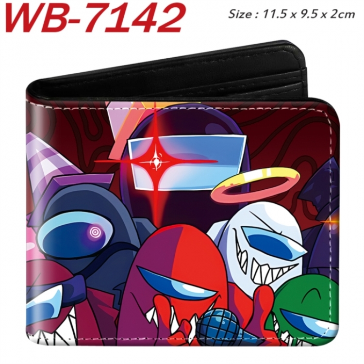 Among us Animation color PU leather half fold wallet 11.5X9X2CM
