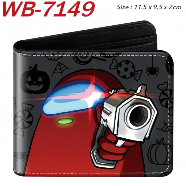 Among us Animation color PU leather half fold wallet 11.5X9X2CM
