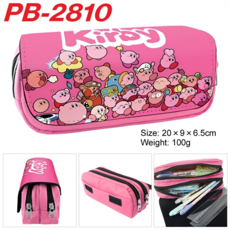 Kirby Anime double-layer pu leather printing pencil case 20x9x6.5cm
