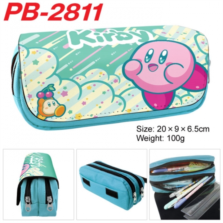 Kirby Anime double-layer pu leather printing pencil case 20x9x6.5cm