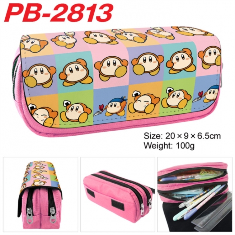 Kirby Anime double-layer pu leather printing pencil case 20x9x6.5cm