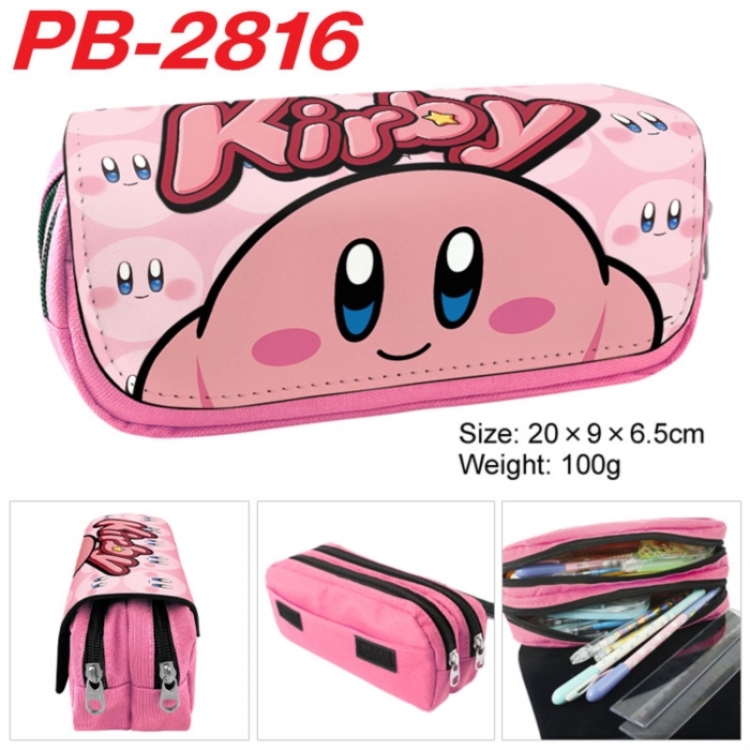 Kirby Anime double-layer pu leather printing pencil case 20x9x6.5cm
