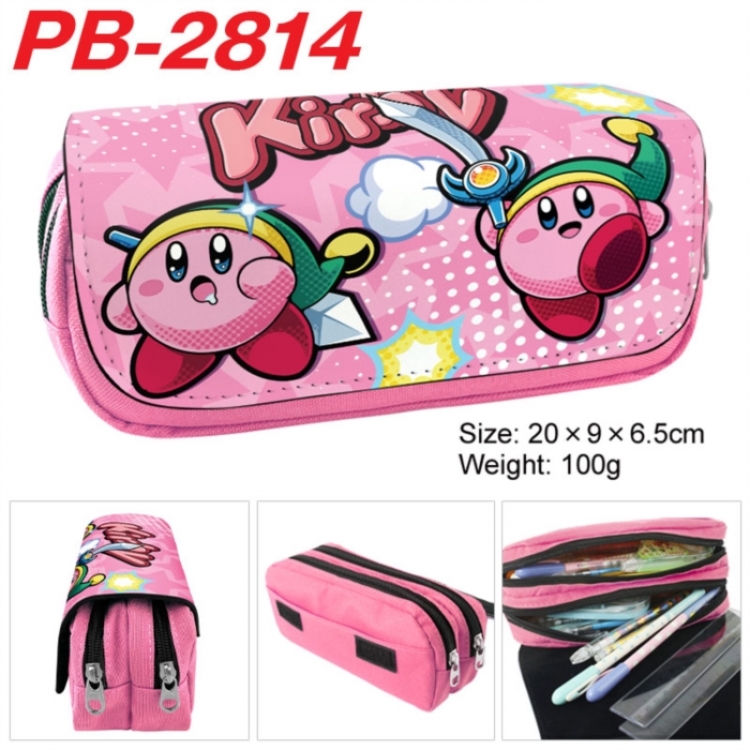 Kirby Anime double-layer pu leather printing pencil case 20x9x6.5cm